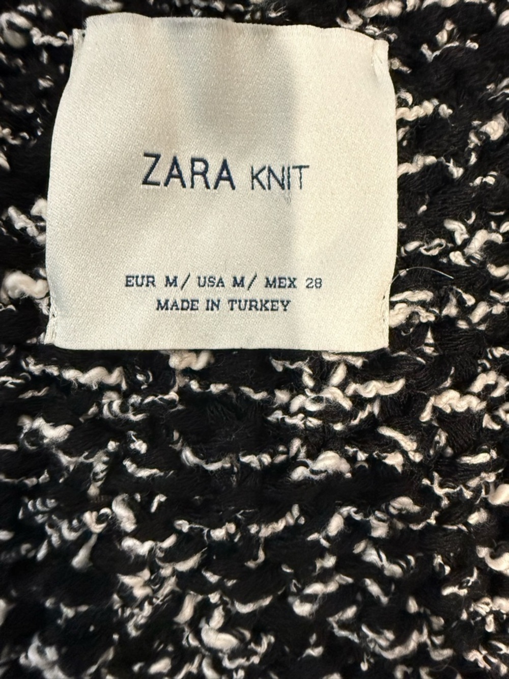 Zara Black and White Bouclé Open-Front Cardigan Coatigan - Picture 3 of 3